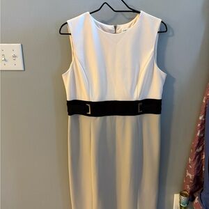 Calvin Klein Cream and Black Midi Dress